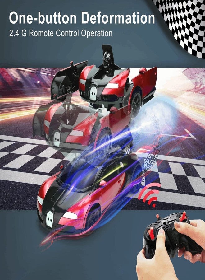 Cable World 3 in 1 RC Car, Robot Car and Smoke Car for Kids, Remote Control Vehicle with One Button Change, 360° Rotating Drifting 1:14 Scale (Red) - Image 5